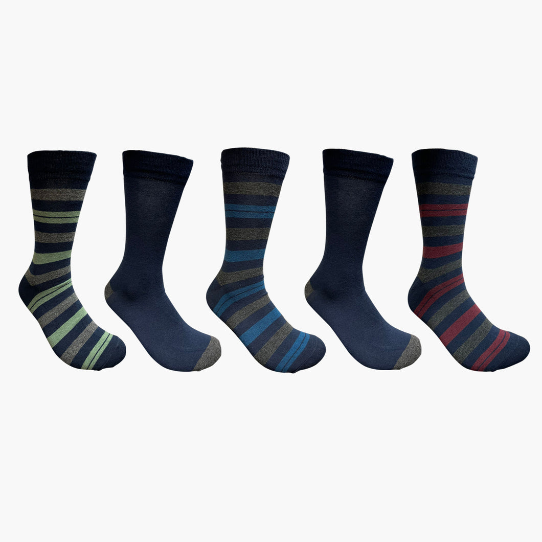 Undeez 5 Pack Striped Trouser Socks Greys