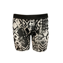 Load image into Gallery viewer, Scrapeez Men&#39;s Tribal Longer Length Boxer Black and White
